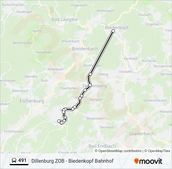 491 Bus Line Map