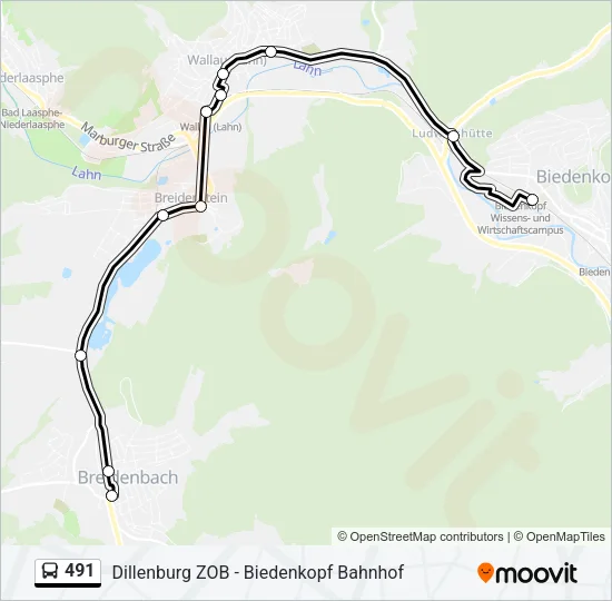 491 Bus Line Map
