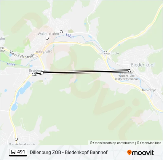 491 Bus Line Map