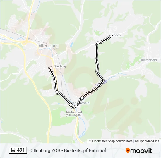 491 Bus Line Map