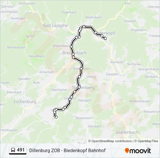 491 Bus Line Map