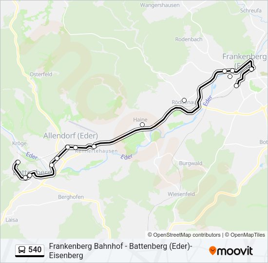 540 Bus Line Map