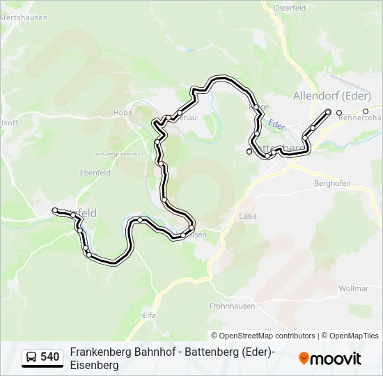 540 Bus Line Map