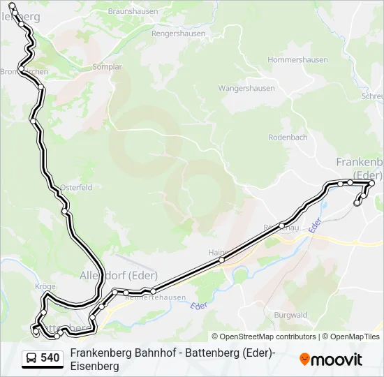 Buslinie 540 Karte