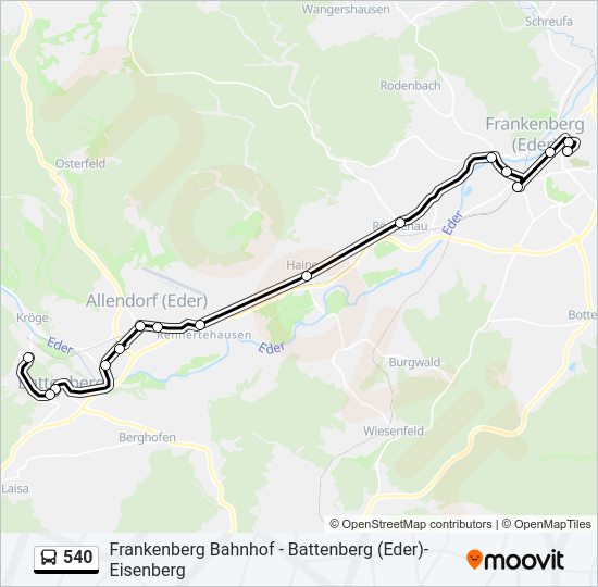540 Bus Line Map