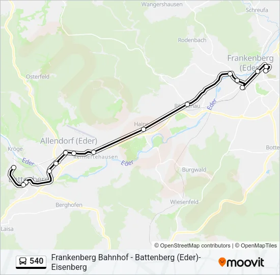 540 Bus Line Map