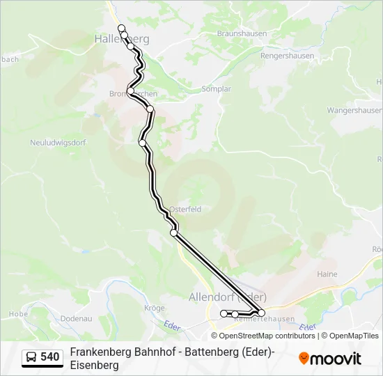 540 Bus Line Map