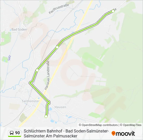 Автобус 90: карта маршрута