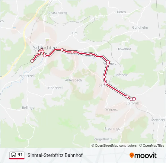 91 Bus Line Map