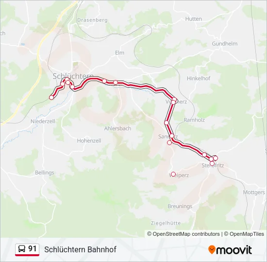 91 Bus Line Map