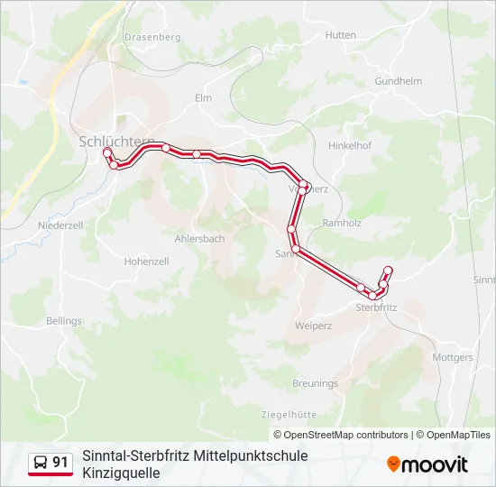 91 Bus Line Map