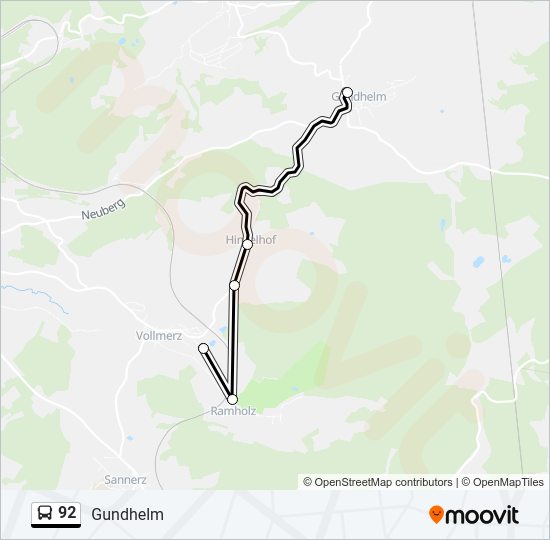 92 Bus Line Map