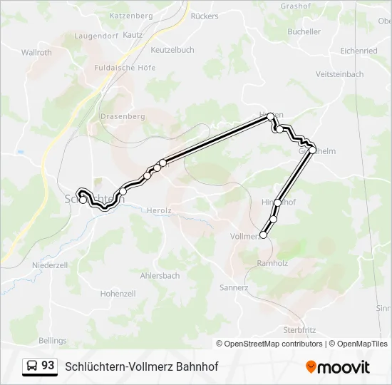 Автобус 93: карта маршрута