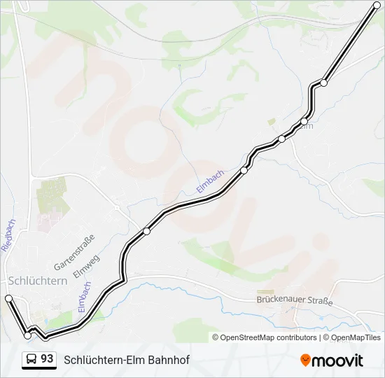 Автобус 93: карта маршрута