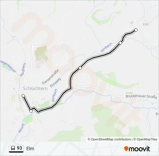 93 Bus Line Map