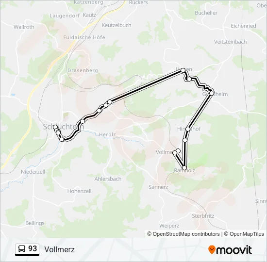 93 Bus Line Map