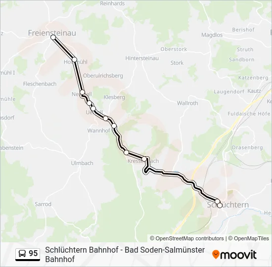 Автобус 95: карта маршрута