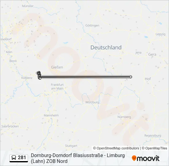 281 Bus Line Map