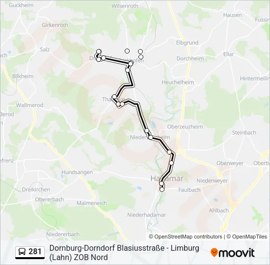 281 Bus Line Map
