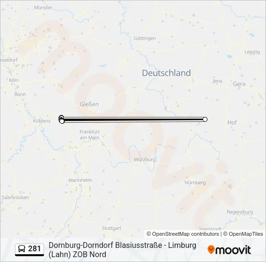 281 Bus Line Map