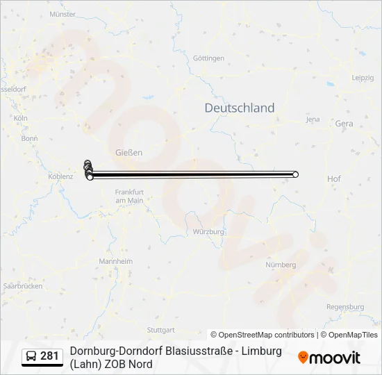 281 Bus Line Map