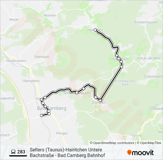 283 Bus Line Map