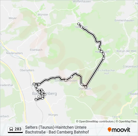 283 Bus Line Map