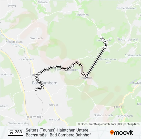 283 Bus Line Map