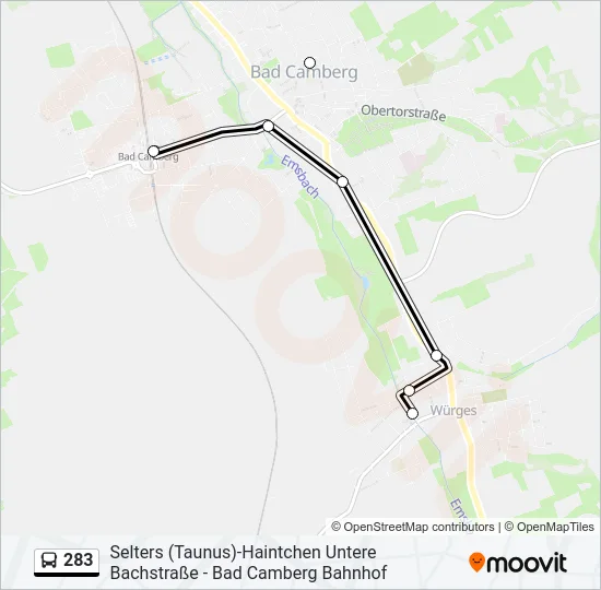 283 Bus Line Map