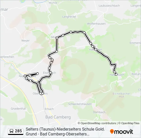 285 Bus Line Map