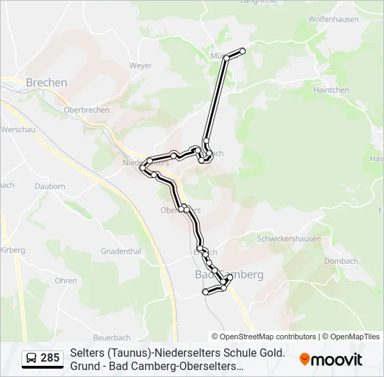 285 Bus Line Map