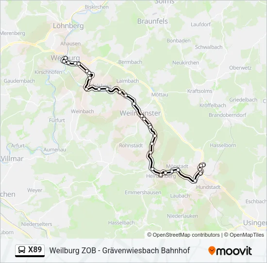 X89 Bus Line Map