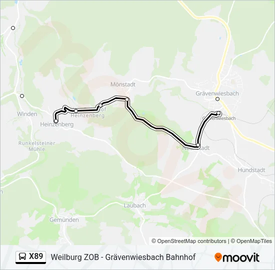 X89 Bus Line Map