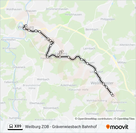 X89 Bus Line Map
