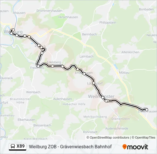 X89 Bus Line Map