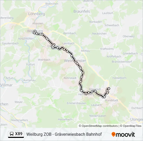 X89 Bus Line Map