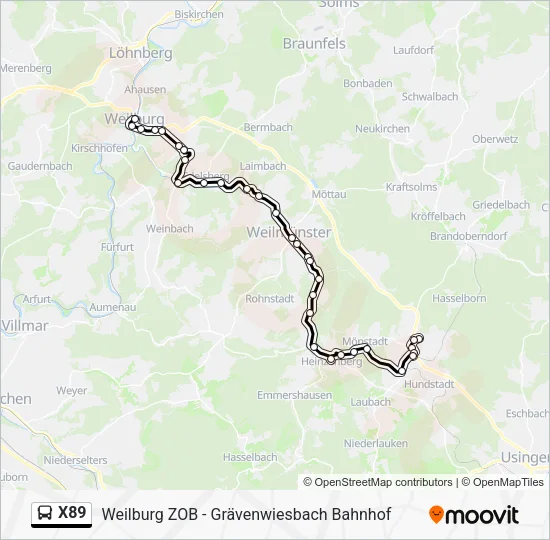 X89 Bus Line Map