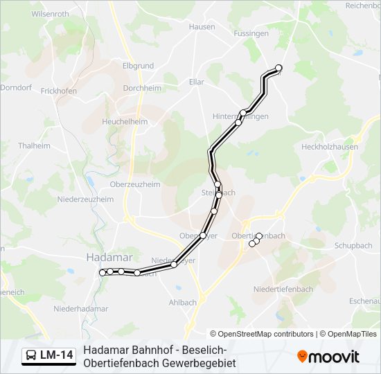 LM-14 Bus Line Map