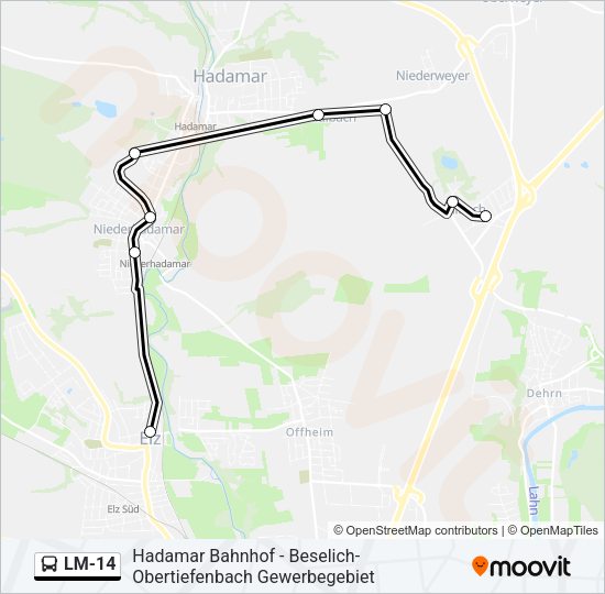 LM-14 Bus Line Map