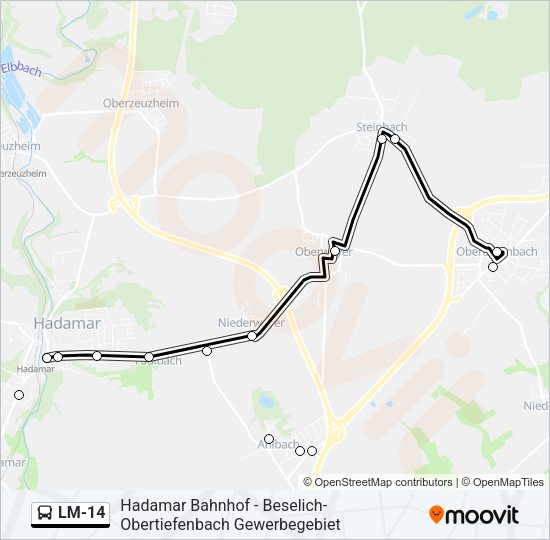LM-14 Bus Line Map