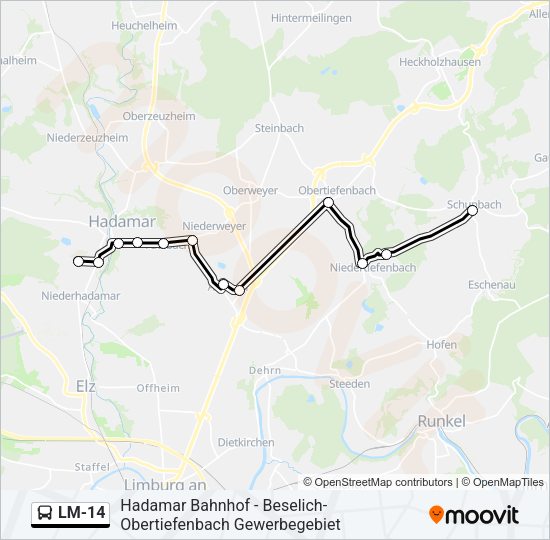 LM-14 Bus Line Map
