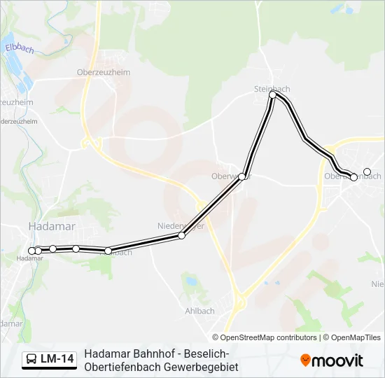 LM-14 Bus Line Map