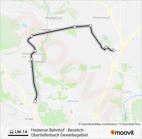 LM-14 Bus Line Map