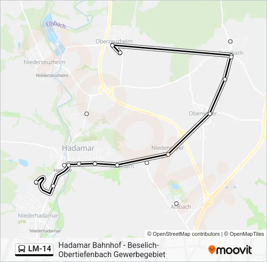 LM-14 Bus Line Map
