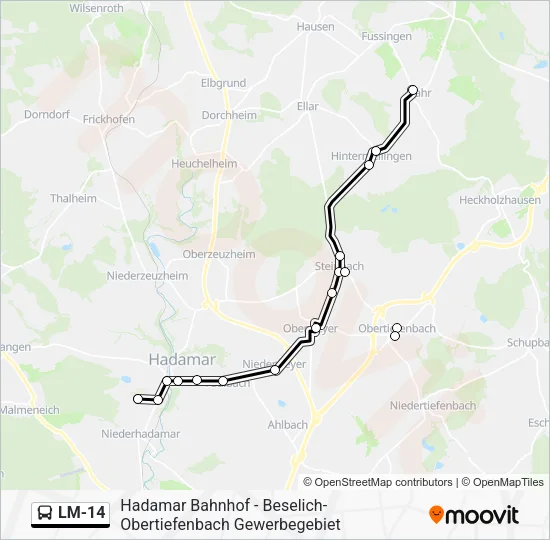 LM-14 Bus Line Map