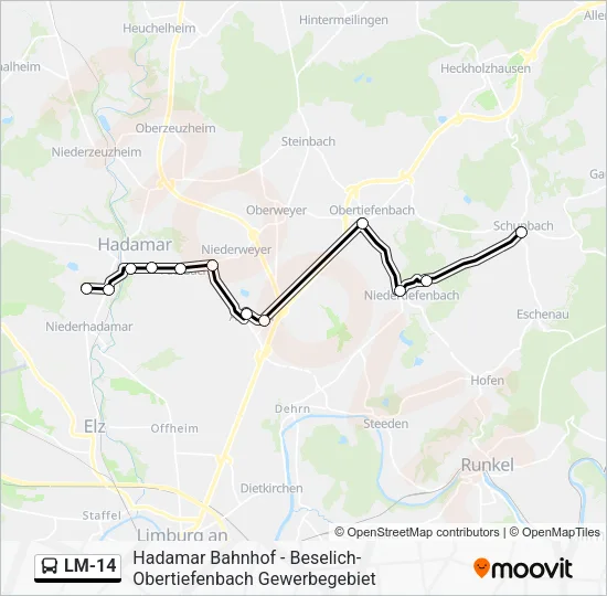 LM-14 Bus Line Map