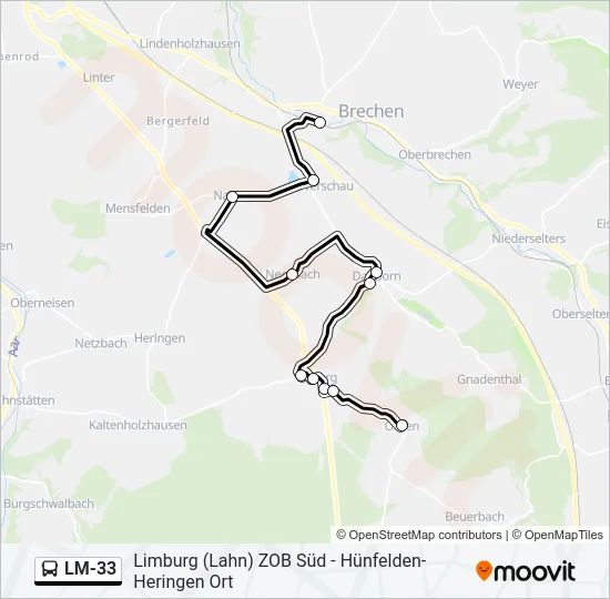LM-33 Bus Line Map