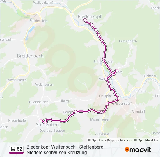 52 Bus Line Map