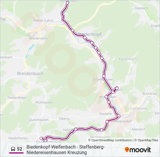 52 Bus Line Map