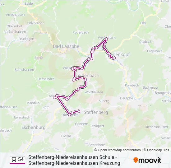 54 Bus Line Map